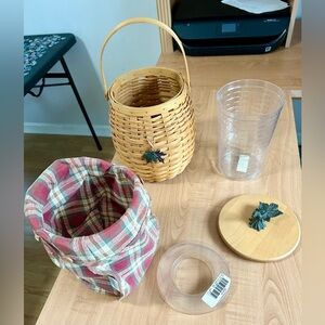 Longaberger October Fields Pumpkin Basket Set Lid/Plaid Liner/protector/tag